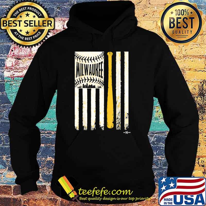 Vintage Milwaukee Baseball Flag Patriotic Baseball T-Shirt Hoodie Vintage Milwaukee Baseball Flag Patriotic Baseball T-Shirt Hoodie