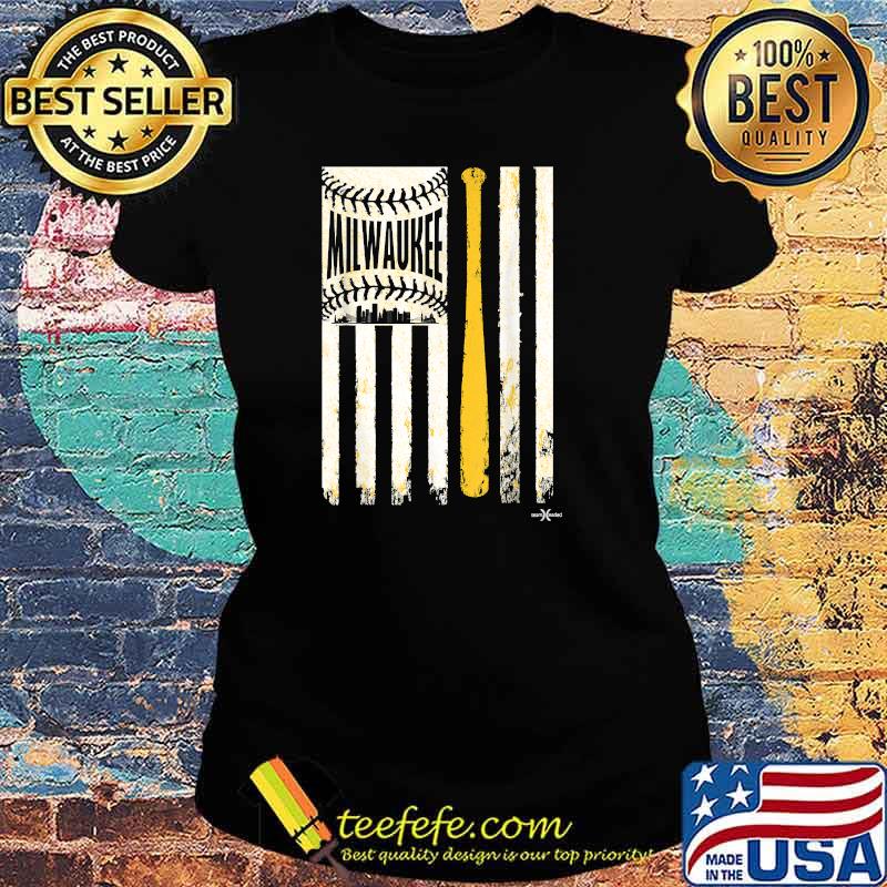 Vintage Milwaukee Baseball Flag Patriotic Baseball T-Shirt Ladies tee Vintage Milwaukee Baseball Flag Patriotic Baseball T-Shirt Ladies tee