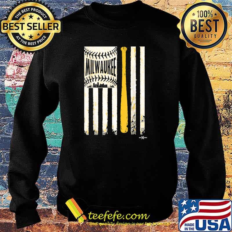 Vintage Milwaukee Baseball Flag Patriotic Baseball T-Shirt Sweater Vintage Milwaukee Baseball Flag Patriotic Baseball T-Shirt Sweater