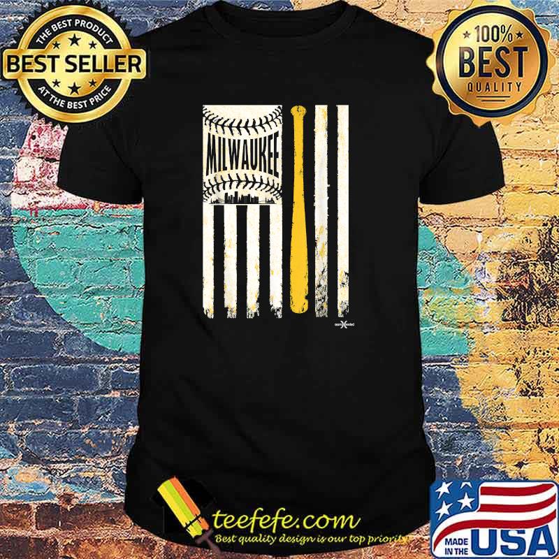 Vintage Milwaukee Baseball Flag Patriotic Baseball T-Shirt Vintage Milwaukee Baseball Flag Patriotic Baseball T-Shirt