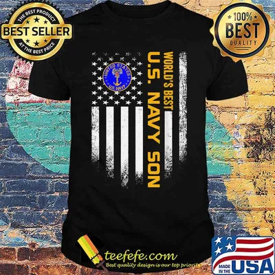 World's Best US Navy Son Vintage USA American Flag T-Shirt