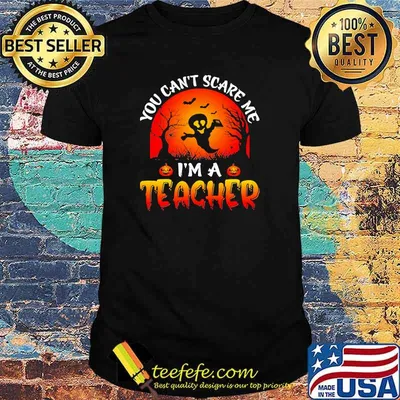 You cant scare me im a teacher ghost moon halloween shirt