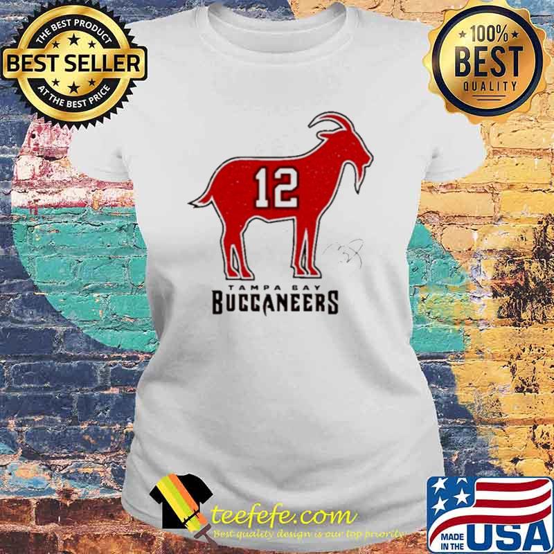12 Tampa Bay Buccaneers The Goat signature s Laides tee 12 Tampa Bay Buccaneers The Goat signature s Laides tee