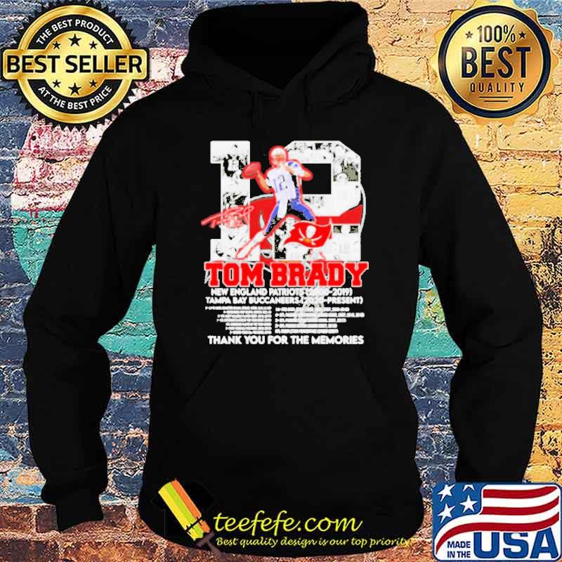 12 Tom Brady New England Patriots 2000 2019 Tampa Bay Buccaneers 2020 present thank you for the memories 2022 s Hoodie 12 Tom Brady New England Patriots 2000 2019 Tampa Bay Buccaneers 2020 present thank you for the memories 2022 s Hoodie