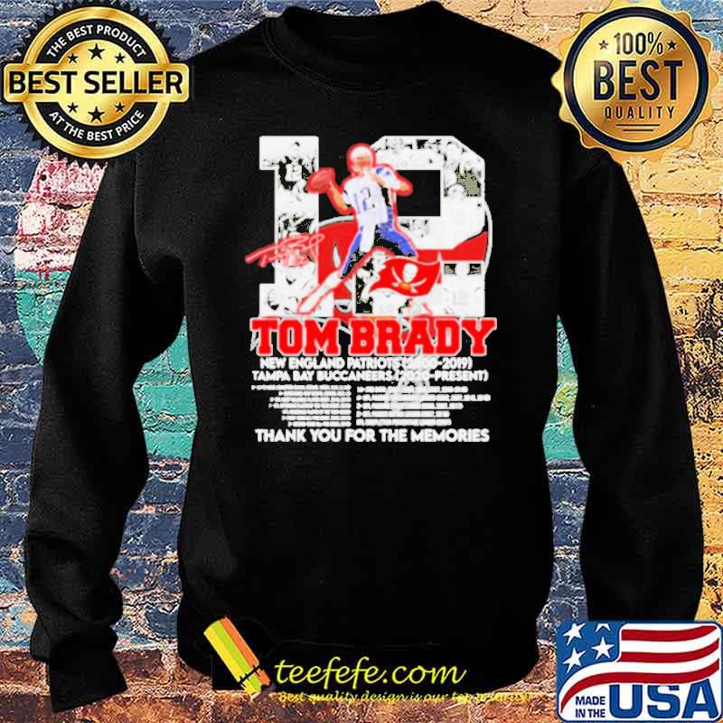 12 Tom Brady New England Patriots 2000 2019 Tampa Bay Buccaneers 2020 present thank you for the memories 2022 s Sweater 12 Tom Brady New England Patriots 2000 2019 Tampa Bay Buccaneers 2020 present thank you for the memories 2022 s Sweater