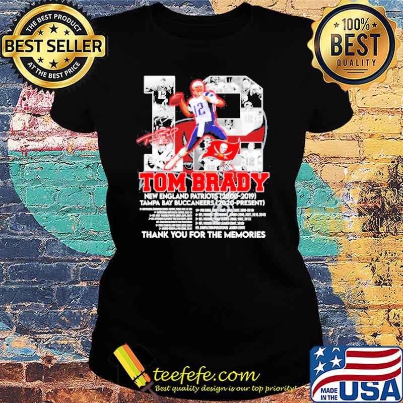 12 Tom Brady New England Patriots thank you for the memories signatures s Ladies tee 12 Tom Brady New England Patriots thank you for the memories signatures s Ladies tee