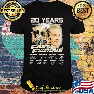 20 years 2001 2021 Fast and Furious thank you for the memories signatures shirt
