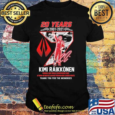 20 years 2001 2021 Kimi raikkonen thank you for the memories signature shirt