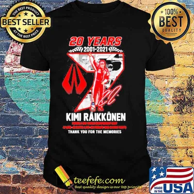 20 years 2001 2021 Kimi Raikkonen thank you for the memories signatures shirt