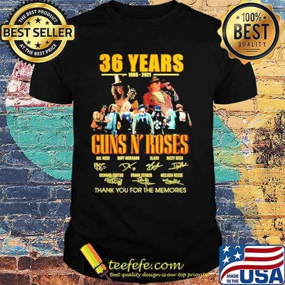 36 years 1985-2021 Guns N’ Roses thank you for the memories signatures shirt