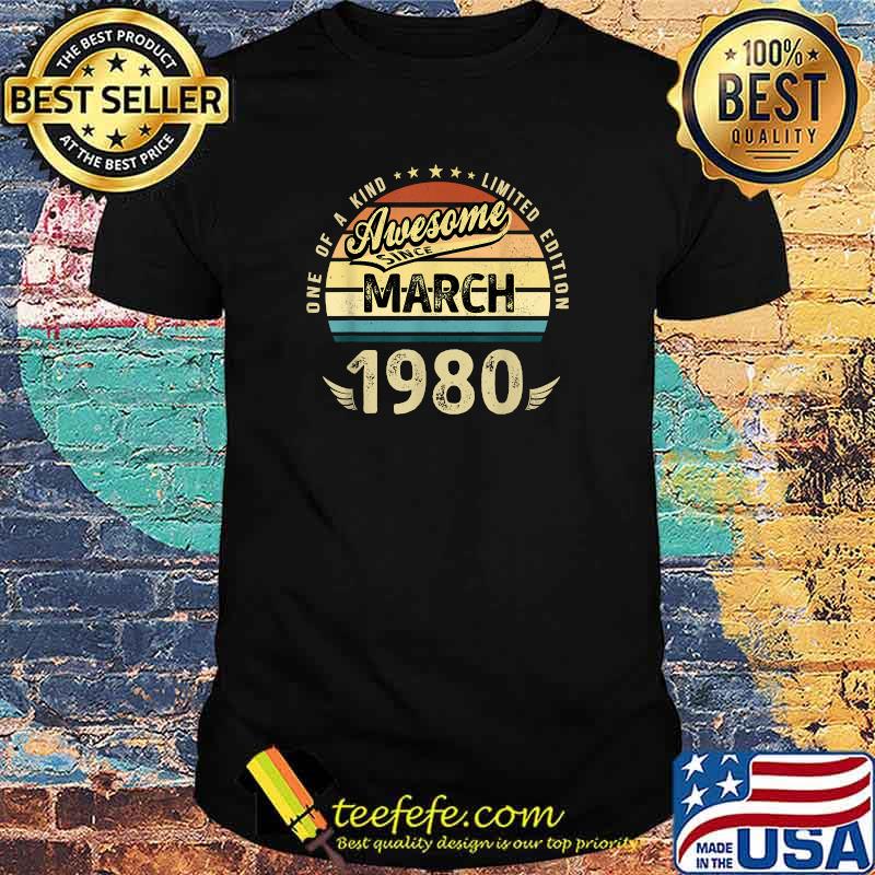 41 Years Old Awesome Since March 1980 41st Birthday T-Shirt