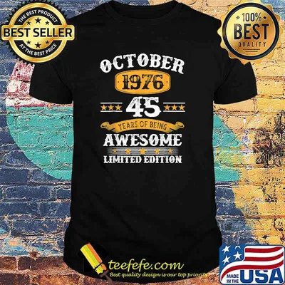 45 Years Old Gifts Vintage October 1976 45th Birthday T-Shirt