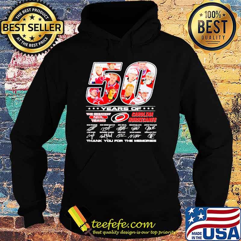 50 years of The Greatest NHL teams Carolina Hurricanes thank you for the memories signatures s Hoodie 50 years of The Greatest NHL teams Carolina Hurricanes thank you for the memories signatures s Hoodie