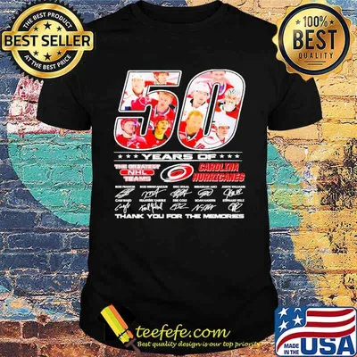 50 years of The Greatest NHL teams Carolina Hurricanes thank you for the memories signatures shirt