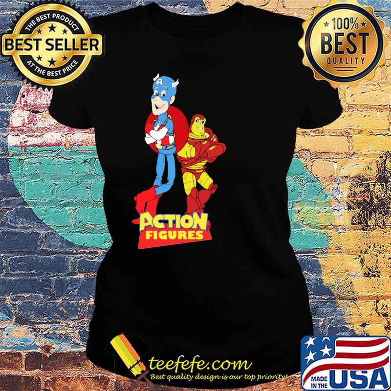 Action Figures Captain America And Iron Man Shirt Ladies tee Action Figures Captain America And Iron Man Shirt Ladies tee