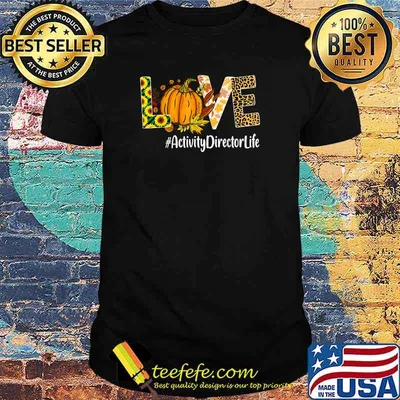 Activity Director Love Pumpkin leopard sunflowers Leaf Halloween Fall season T-Shirt