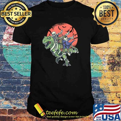 Adult and youth Halloween T-rex with friends blood moon T-Shirt