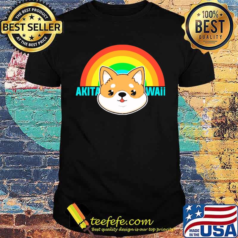 Akita kawaii dog rainbow shirt