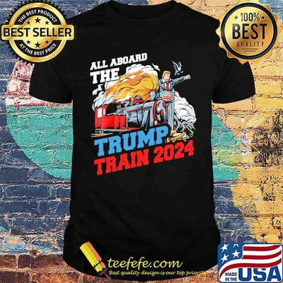 All aboard the trump train 2024 usa flag shirt