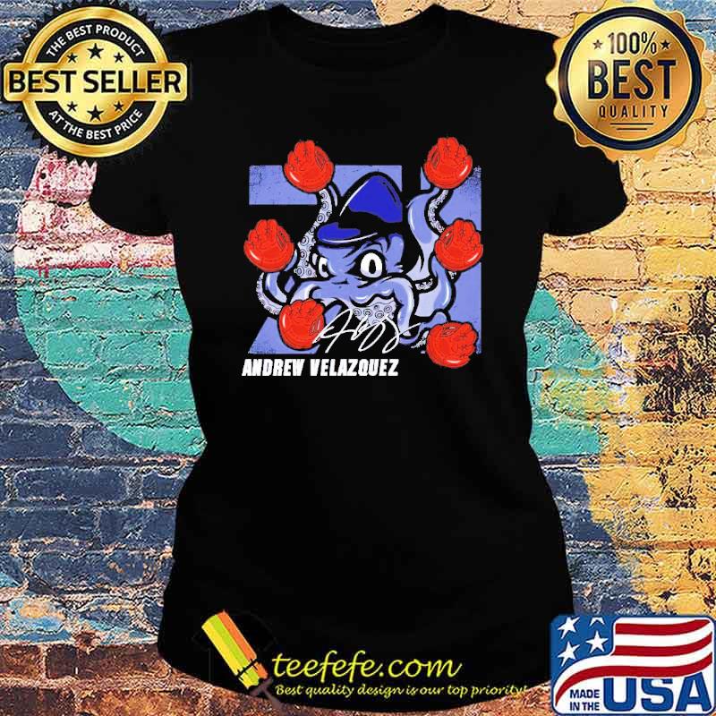 Andrew Velazquez New York Y Gloves baseball signature s Ladies tee Andrew Velazquez New York Y Gloves baseball signature s Ladies tee