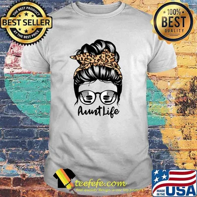 Aunt Life Messy Bun Hair Hockey Player Through Glasses T-shirt