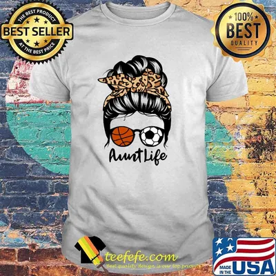 Aunt Life The Girl With A Leopard-Skin Bow And Volleyball Glasses T-Shirt