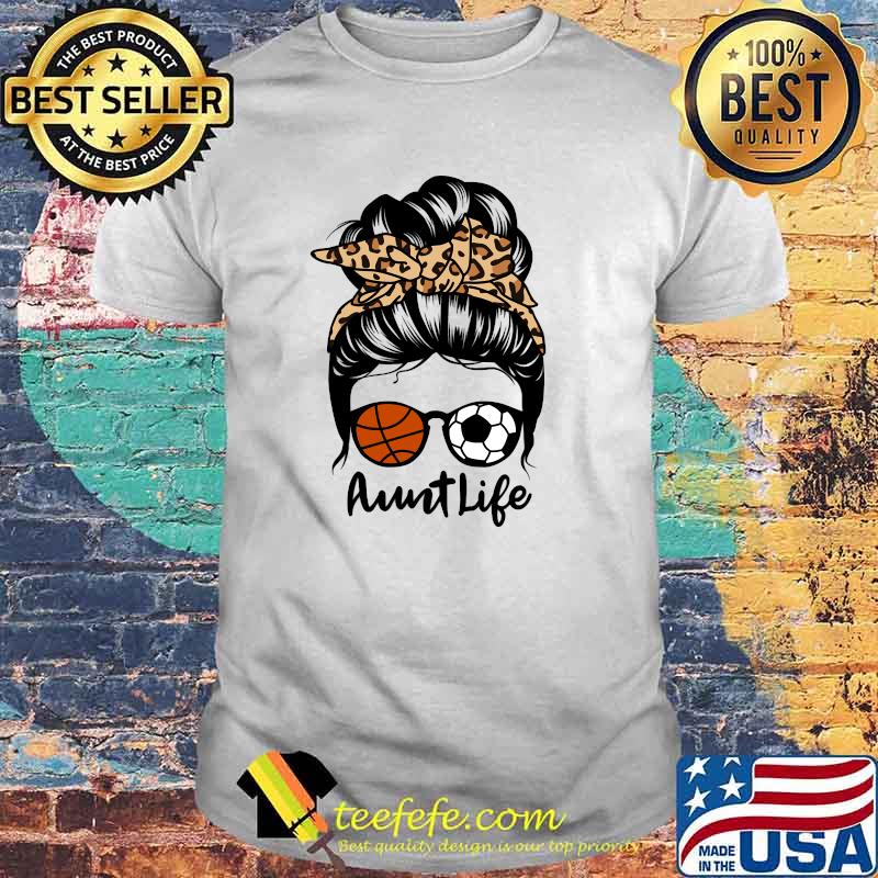 Aunt Life The Girl With A Leopard-Skin Bow And Volleyball Glasses T-Shirt