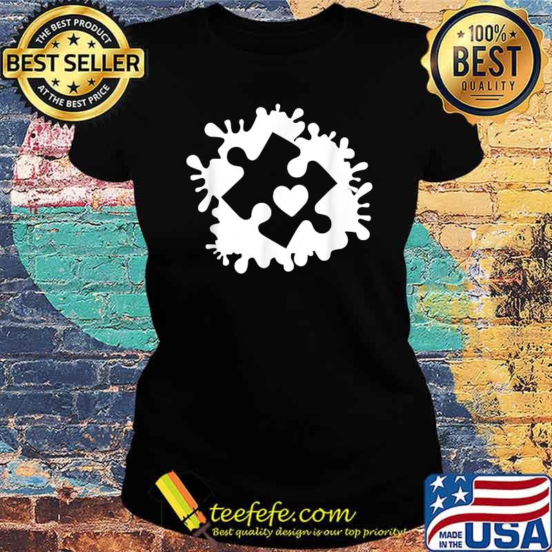 Autism Awareness & Acceptance Paint Spot Puzzle Piece Heart T-Shirt Ladies tee Autism Awareness & Acceptance Paint Spot Puzzle Piece Heart T-Shirt Ladies tee