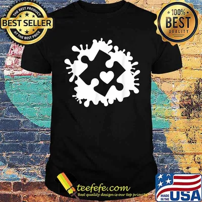 Autism Awareness & Acceptance Paint Spot Puzzle Piece Heart T-Shirt