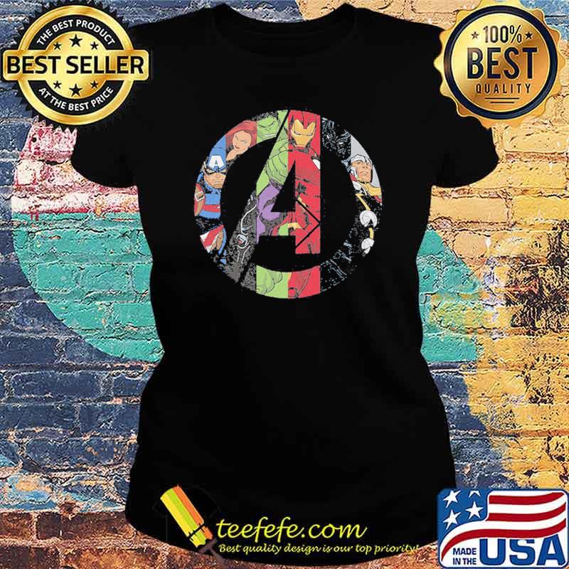 Avengers Characters And Logo Marvel Shirt Ladies tee Avengers Characters And Logo Marvel Shirt Ladies tee