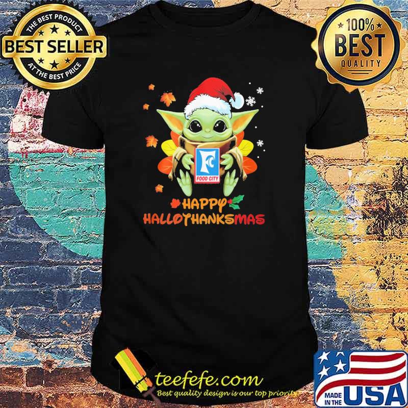 Awesome food City Happy Halloween Thanks Christmas Yoda Shirt