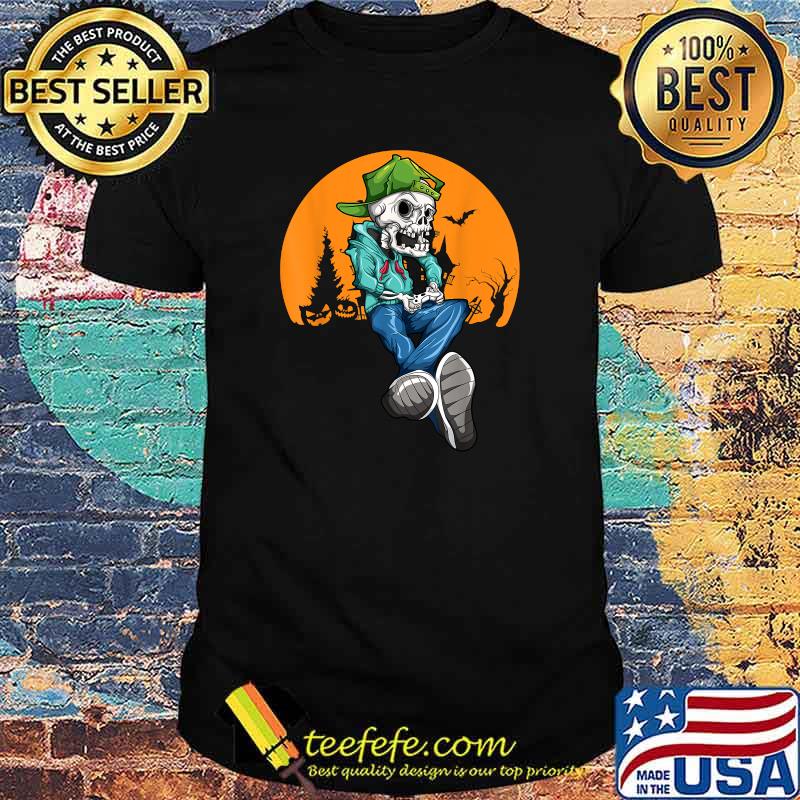 Awesome halloween Skeleton Gaming Pumpkin Boys Kids T-Shirt