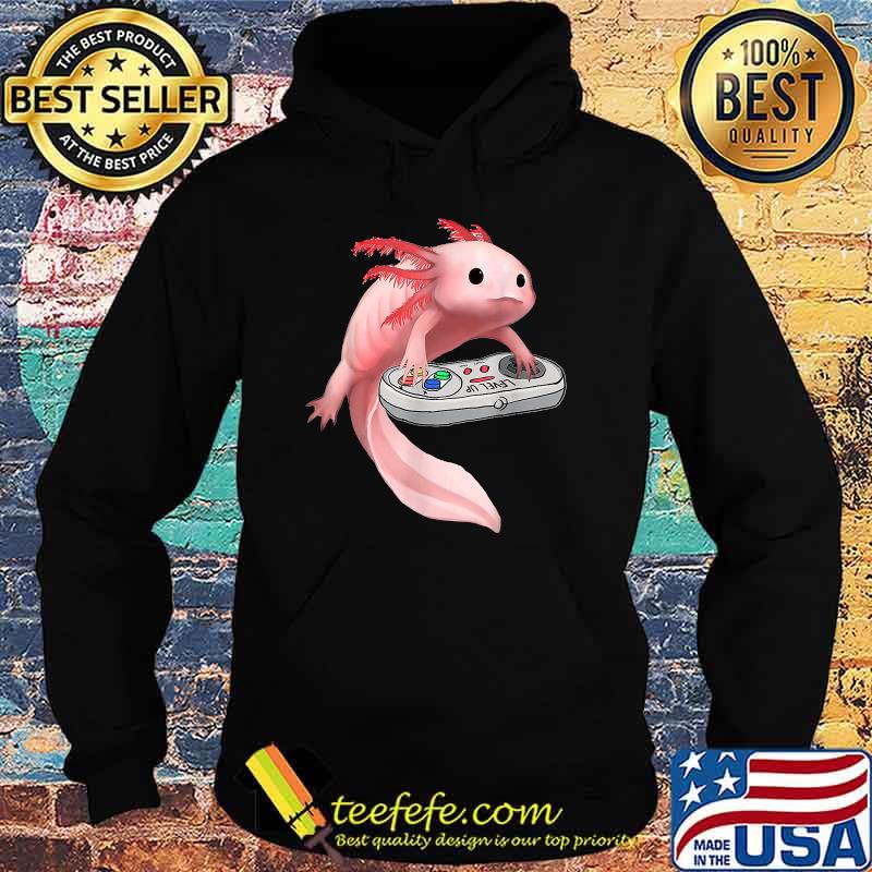 Axolotl Fish Playing Video Game White-Axolotl Lizard Gamers T-Shirt Hoodie Axolotl Fish Playing Video Game White-Axolotl Lizard Gamers T-Shirt Hoodie
