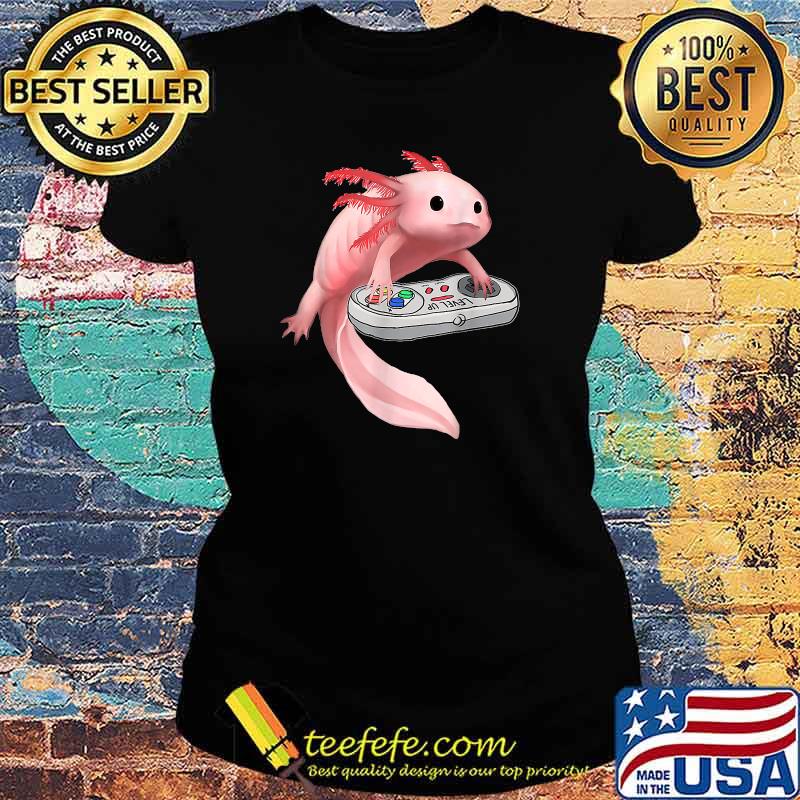 Axolotl Fish Playing Video Game White-Axolotl Lizard Gamers T-Shirt Ladies tee Axolotl Fish Playing Video Game White-Axolotl Lizard Gamers T-Shirt Ladies tee