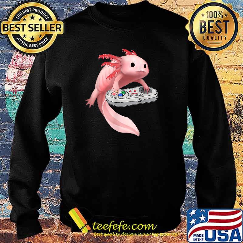 Axolotl Fish Playing Video Game White-Axolotl Lizard Gamers T-Shirt Sweater Axolotl Fish Playing Video Game White-Axolotl Lizard Gamers T-Shirt Sweater