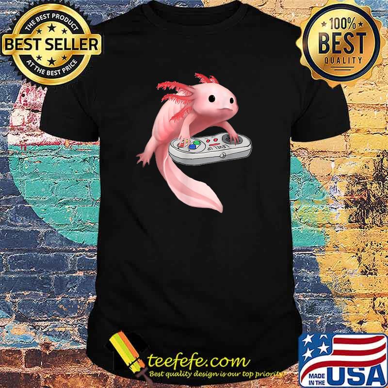 Axolotl Fish Playing Video Game White-Axolotl Lizard Gamers T-Shirt Axolotl Fish Playing Video Game White-Axolotl Lizard Gamers T-Shirt