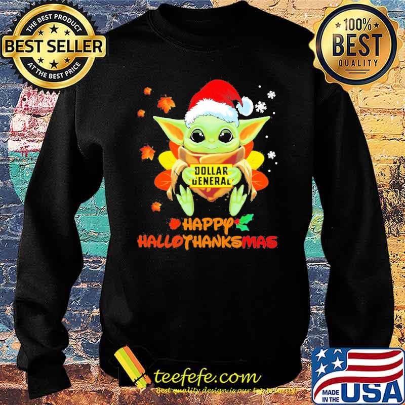Baby Yoda Santa Hat Hug Dollar General Happy Hallothanksmas Shirt Sweater Baby Yoda Santa Hat Hug Dollar General Happy Hallothanksmas Shirt Sweater