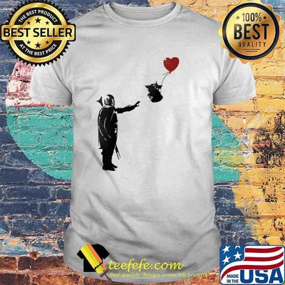 Banksy baby yoda heart red balloon star wars shirt