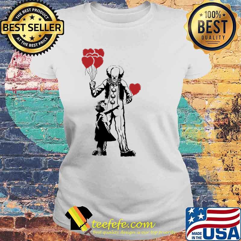 Bansky clown holding balloon heart s Laides tee Bansky clown holding balloon heart s Laides tee