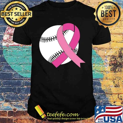 Baseball Tackle Breast Cancer Awareness Pink Ribbon T-Shirt
