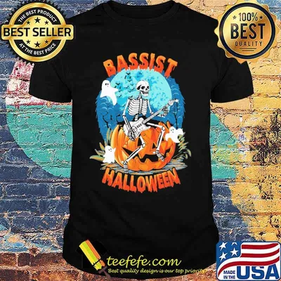 Bassist halloween pumpkin skull ghost shirt