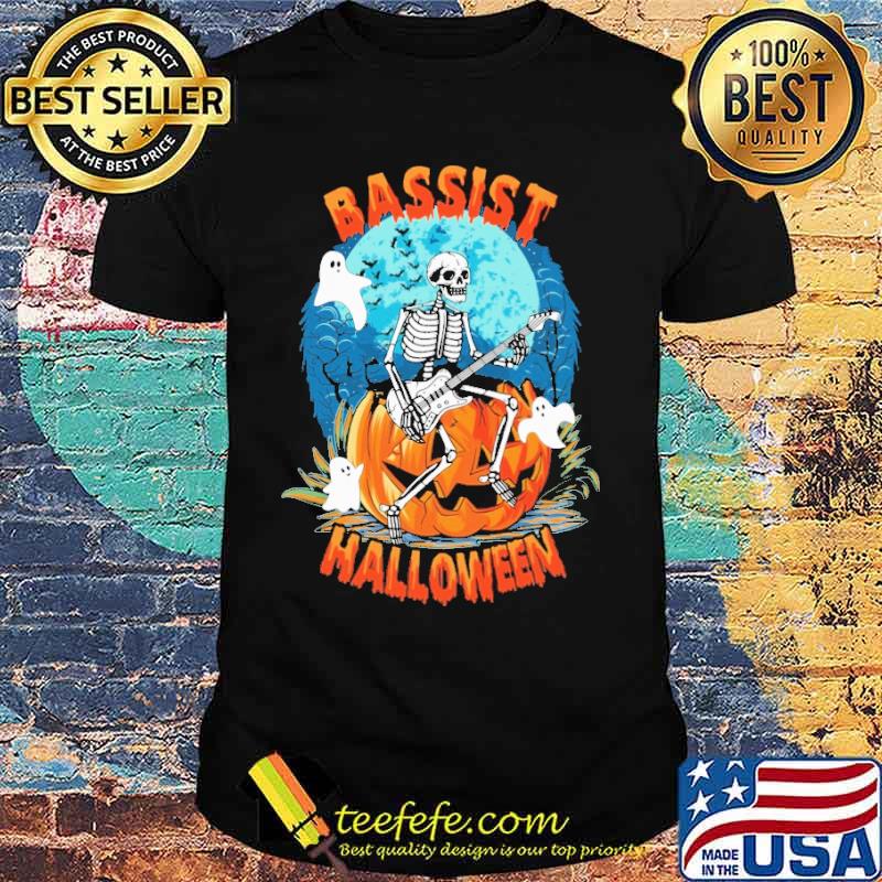 Bassist halloween pumpkin skull ghost shirt