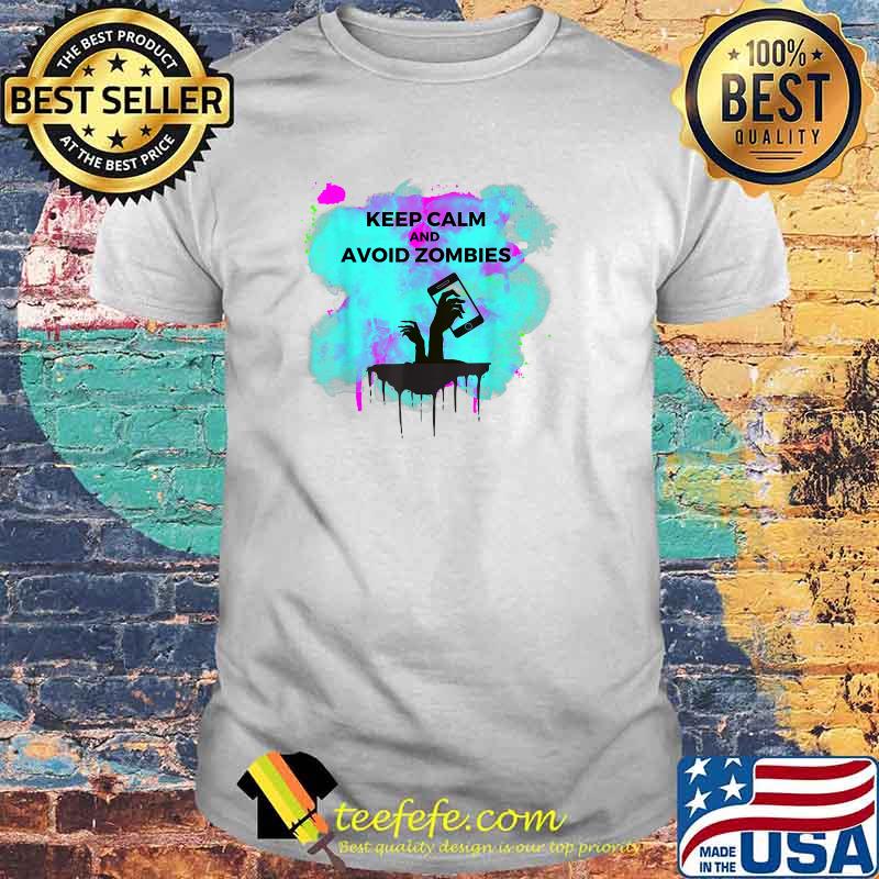 Best keep Calm and Avoid Zombies Tech Apocalypse Art T-Shirt