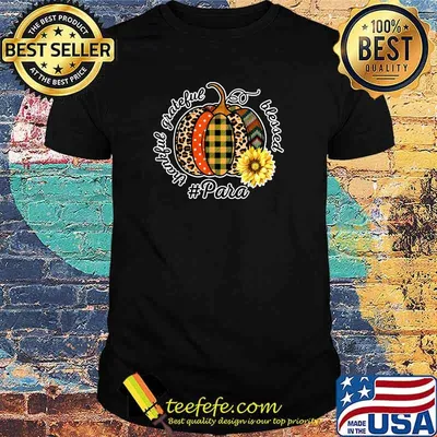 Best thankful Grateful Blessed Hashtag Paraprofessional Fall Autumn Thanksgiving T-Shirt