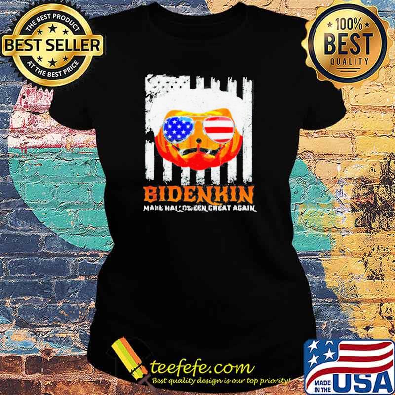 Biden pumpkin make Halloween great again Bidenkin USA flag s Ladies tee Biden pumpkin make Halloween great again Bidenkin USA flag s Ladies tee