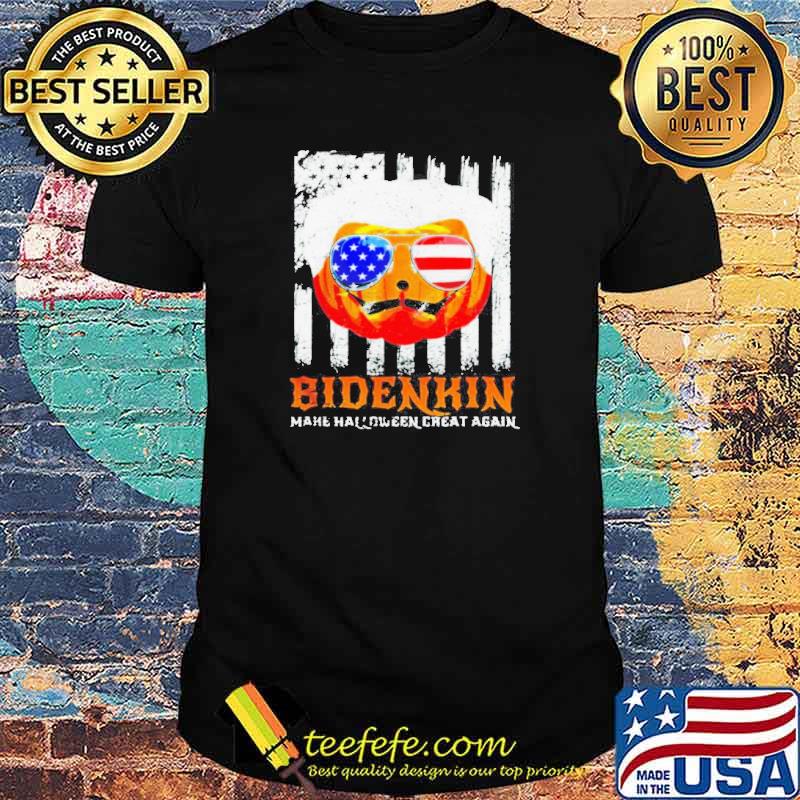 Biden pumpkin make Halloween great again Bidenkin USA flag shirt
