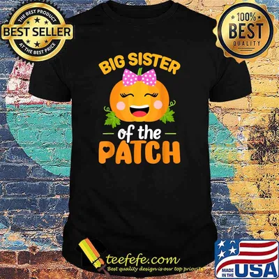 Big Sister of The Patch Pumpkin Halloween Family Matching T-Shirt