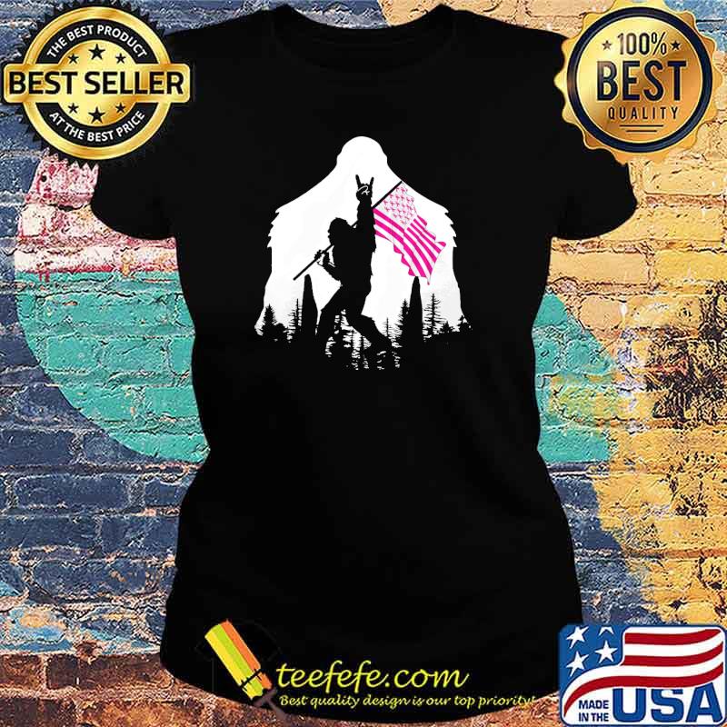 Bigfoot Breast Cancer Flag s Ladies tee Bigfoot Breast Cancer Flag s Ladies tee