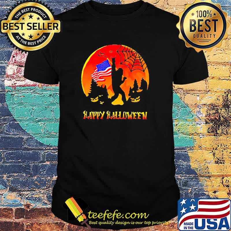 Bigfoot happy Halloween American flagsunset shirt