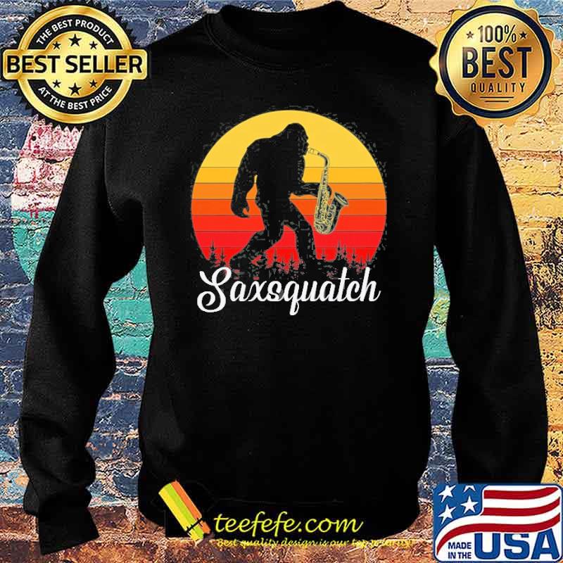 Bigfoot Saxsquatch Vintage Sunset SHirt Sweater Bigfoot Saxsquatch Vintage Sunset SHirt Sweater